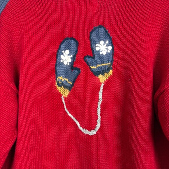 Christopher & Banks Vtg Y2k Ice Skating Cardigan Large Hand Embroidered Cotton - Picture 11 of 12